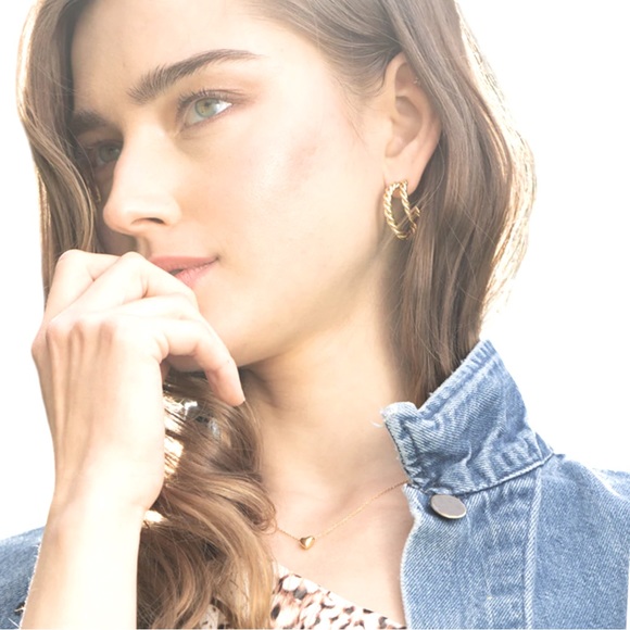 NEW Rendor Victoria Yellow Gold Plated Twisted Double Hoop Earrings - Picture 4 of 4